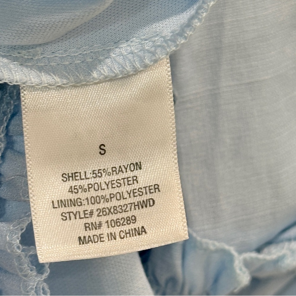 Pale Blue Ruffle V-Neck Mini Dress - Picture 8 of 9